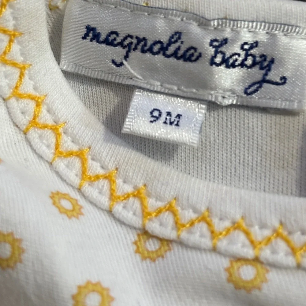 Magnolia Baby 1 piece Size 9 months baby in floaty lil sailboat boy/ girl yellow